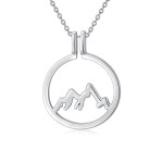 925 Sterling Silver Mountain Ring Holder Round Shape Pendant Necklace 