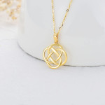 9K Yellow Gold Celtic Knot Pendant Necklace 16+1+1 inches