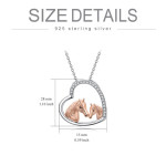 925 Sterling Silver Mama and Baby Horse Heart Mother Daughter Necklace for Women 