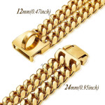 Double Row Gold ID Brand Metal Dog Chain Collar