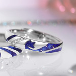 Couple Ring Sterling Silver Niche Design Enamel Opening Ring