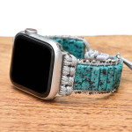 Bohemian Style Stone Watch With Single Layer Simple Blue Sesame Stone Strap Bracelet