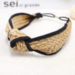 Raffia Hand-woven Fabric Wide Headband Hairband Literary Hair Accessories