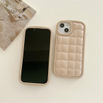 Milk Tea Solid Color Grid Mobile Phone Shell