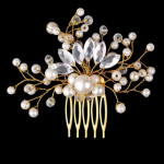 Korean Exquisite Pearl Comb Diamond Crystal Fork Handmade Hairpin Bridal Headwear Accessories