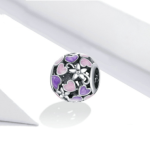 Silver Charm Drop Oil Purple Love Hollow 925 Silver Beads Valentine's Day Gift