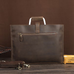 Crazy Horse Leather Retro Men's First Layer Cowhide Portable Briefcase