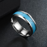 Men's And Women's Fashion Stainless Steel And Turquoise Rings