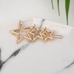 Europe and America simple hollow five-pointed star moon geometry hairpin metal frog clip side clip