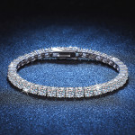 Platinum Silver Plated Moissanite Bracelet Full Row