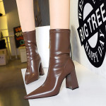 Thick-heeled Super High-heeled Pointed Winter Short Boots