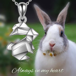 Origami Rabbit Bunny Urn Necklace for Ashes in Sterling Silver as Gifts