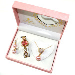 New Fashion Women's Watch Necklace Earrings Jewelry Three-piece Gift Set