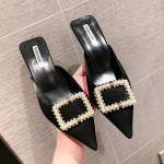 Satin European And American Fashion Thin Heeled Sandals