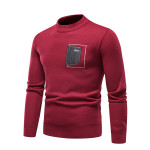 Men's Pasted Letter Embroidered Sweater Half High Neck