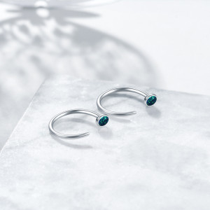 Ear Huggie Earrings Opal Half Cuff Hoop Earrings Threader Jewelry Gifts for Women Men Birthday