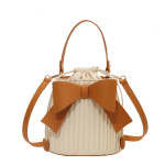 Bowknot Bucket Simple One Shoulder Handbag Fashion