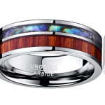 8MM wide tungsten steel ring with polished wood grain men's wedding rings