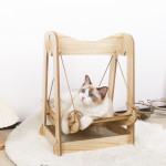 Cat Hammock, Pet Bed, Solid Wood Fancy Swing Chair, 2 In 1 Chair And Hammocks, Cat Furniture Gift For Your Small To Medium Size Cat And Dog