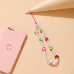 Bohemian Rainbow Polymer Clay Pearl Glass Beaded Phone Chain