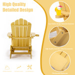 TALE Folding Adirondack Chair With Pullout Ottoman With Cup Holder, Oaversized, Poly Lumber, For Patio Deck Garden, Backyard Furniture, Easy To Install,.Banned From Selling On Amazon