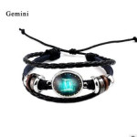 Twelve constellation glass piece couple bracelet