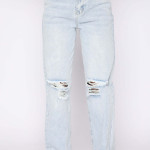 Street Hipster Ripped Washed Denim Straight Women's Trousers