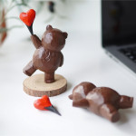 Send You A Careful Heart Bear Small Wood Carving Desktop Solid Wood Ornaments