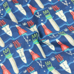 Plain Cotton Fabric Nordic Style Rocket Print Handmade DIY