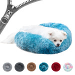 Fluffy Donut Dog Bed Warm Soft Long Plush Pet Cushion Dog House Cat Bed Washable Pet Sofa Mat Calming Samll Large Dog Beds