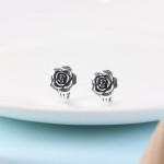 S925 Silver Vintage Distressed Rose Earrings