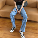 Women's Summer High Waist Loose Hot Girl Ripped Jeans