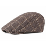 New Style Hat Male British Retro Woolen Beret Casual Plaid