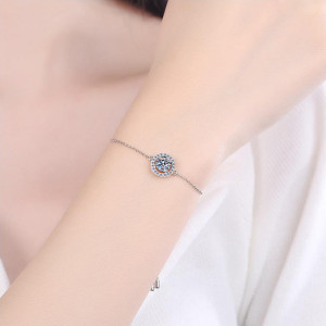 Moissanite One Carat Silver Bracelet