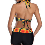 Women's Digital Printing High Waist Split Bikini Swimsuit