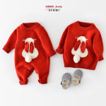 Baby Autumn And Winter Jumpsuit Cartoon Knitted Rabbit Sweater