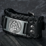 Nordic Viking Totem Triangle Energy Men's Leather Bracelet