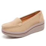 Thick Bottom IncreasedOne-step Suede Wedge Heel Grandma Shoes