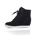 High-top Women's Platform Shoes With Lace-up Front Canvas Sneakers