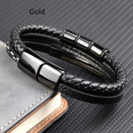 Punk Design Stainless Steel Leather Bracelet