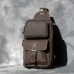 Men's Crazy Horseskin Handmade One-shoulder Messenger Bag