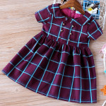 Girls' Little Girl Doll Collar Casual Plaid Short Sleeve Dress