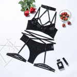 Mesh Stitching Complex Heavy Process Halter Cross Body Sculpting Underwear Set