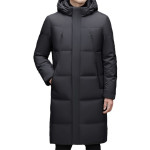 New Thick Warm White Duck Down Detachable Hat Men's Mid-length Down Jacket