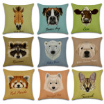 Animal Head Linen Car Pillow Sofa Float Window Cushion Cover