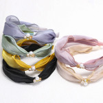 Hairband Satin Bright Silk Fabric Rhinestone Pearl Hairpin