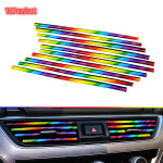 New 10pcs Car Interior Air Conditioner Vent Outlet Decoration Stripes Cover Rainbow