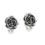 S925 Silver Vintage Distressed Rose Earrings