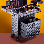 Makeup Storage Box Beauty Artist Suitcase Luxury Aluminum Rolling Wheel Barber Toolbox Vintage Manicure Embroidery Trolley Case