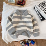 Children's Spring Clothes Striped Lapel Sweater